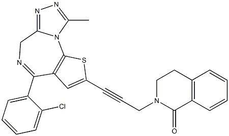 4-(2-Chlorophenyl)-9-methyl-2-[3-[(1,2,3,4-tetrahydro-1-oxoisoquinolin)-2-yl]-1-propynyl]-6H-thieno[3,2-f][1,2,4]triazolo[4,3-a][1,4]diazepine Struktur