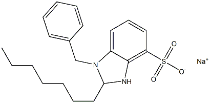 1-Benzyl-2-heptyl-2,3-dihydro-1H-benzimidazole-4-sulfonic acid sodium salt Struktur