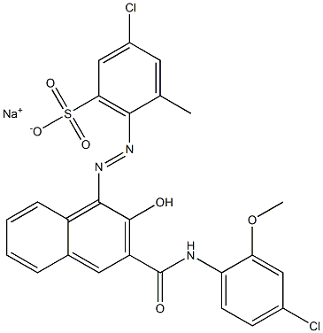 3-Chloro-5-methyl-6-[[3-[[(4-chloro-2-methoxyphenyl)amino]carbonyl]-2-hydroxy-1-naphtyl]azo]benzenesulfonic acid sodium salt Struktur