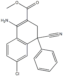 1-Amino-4-cyano-3,4-dihydro-6-chloro-4-(phenyl)naphthalene-2-carboxylic acid methyl ester Struktur