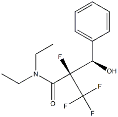 (2R,3R)-N,N-Diethyl-2-fluoro-2-trifluoromethyl-3-hydroxy-3-(phenyl)propionamide Struktur