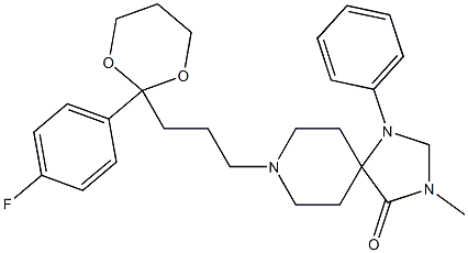 8-[3-[2-(4-Fluorophenyl)-1,3-dioxan-2-yl]propyl]-3-methyl-1-phenyl-1,3,8-triazaspiro[4.5]decan-4-one Struktur