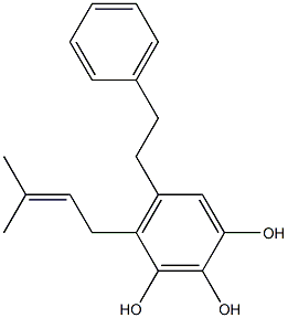 4-(3-Methyl-2-butenyl)-5-(2-phenylethyl)benzene-1,2,3-triol Struktur