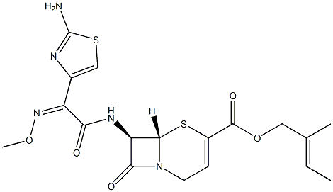 (7R)-7-[[(Z)-(2-Amino-4-thiazolyl)(methoxyimino)acetyl]amino]cepham-3-ene-4-carboxylic acid 2-methyl-2-butenyl ester Struktur