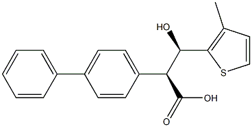 (2S,3R)-2-(4-Phenylphenyl)-3-hydroxy-3-(3-methyl-2-thienyl)propionic acid Struktur