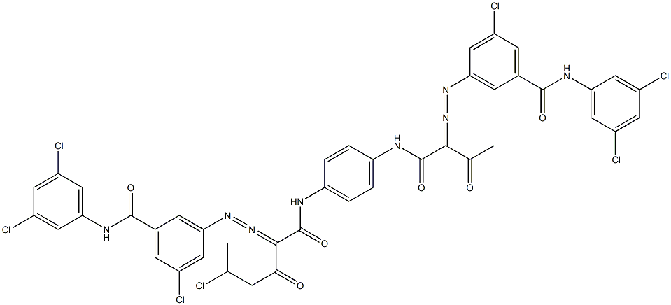 3,3'-[2-(1-Chloroethyl)-1,4-phenylenebis[iminocarbonyl(acetylmethylene)azo]]bis[N-(3,5-dichlorophenyl)-5-chlorobenzamide] Struktur