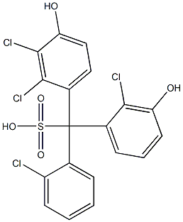 (2-Chlorophenyl)(2-chloro-3-hydroxyphenyl)(2,3-dichloro-4-hydroxyphenyl)methanesulfonic acid Struktur