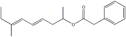 Phenylacetic acid 1,6-dimethyl-3,5-octadienyl ester Struktur