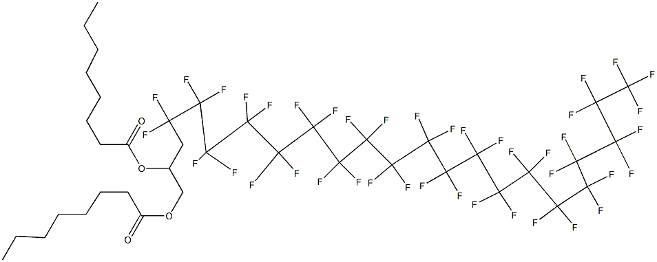 Dioctanoic acid 4,4,5,5,6,6,7,7,8,8,9,9,10,10,11,11,12,12,13,13,14,14,15,15,16,16,17,17,18,18,19,19,20,20,21,21,22,22,23,23,23-hentetracontafluoro-1,2-tricosanediyl ester Struktur