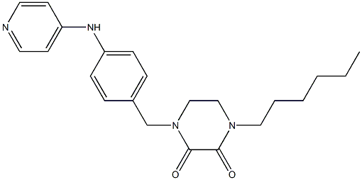 1-Hexyl-4-[4-(4-pyridinylamino)benzyl]-2,3-piperazinedione Struktur