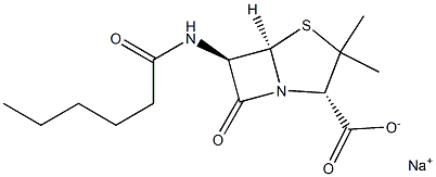 6-(Hexanoylamino)penicillanic acid sodium salt Struktur