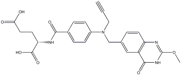 (2S)-2-[4-[N-[(3,4-Dihydro-2-methoxy-4-oxoquinazolin)-6-ylmethyl]-N-(2-propynyl)amino]benzoylamino]glutaric acid Struktur