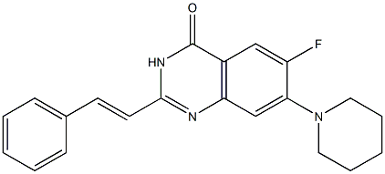 2-[(E)-2-Phenylethenyl]-6-fluoro-7-(1-piperidinyl)quinazolin-4(3H)-one Struktur