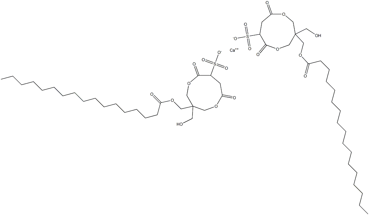 Bis[1-(1-oxoheptadecyloxymethyl)-1-(hydroxymethyl)-4,7-dioxo-3,8-dioxacyclononane-6-sulfonic acid]calcium salt Struktur