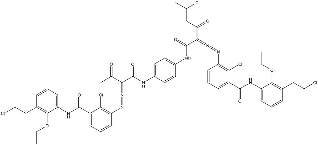 3,3'-[2-(1-Chloroethyl)-1,4-phenylenebis[iminocarbonyl(acetylmethylene)azo]]bis[N-[3-(2-chloroethyl)-2-ethoxyphenyl]-2-chlorobenzamide] Struktur