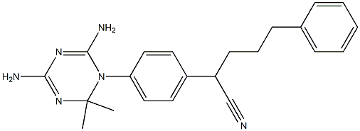 1-[4-(1-Cyano-4-phenylbutyl)phenyl]-2,2-dimethyl-4,6-diamino-1,2-dihydro-1,3,5-triazine Struktur