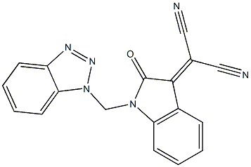 2-[(1-(1H-Benzotriazol-1-ylmethyl)-2-oxo-2,3-dihydro-1H-indol)-3-ylidene]malononitrile Struktur