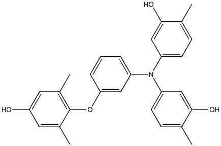 N,N-Bis(3-hydroxy-4-methylphenyl)-3-(4-hydroxy-2,6-dimethylphenoxy)benzenamine Struktur