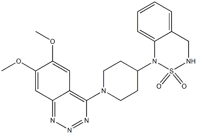 4-[4-[(3,4-Dihydro-1H-2,1,3-benzothiadiazine 2,2-dioxide)-1-yl]piperidino]-6,7-dimethoxy-1,2,3-benzotriazine Struktur