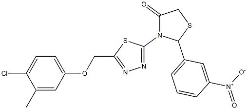 3,5-Dihydro-3-[5-[(4-chloro-3-methylphenoxy)methyl]-1,3,4-thiadiazol-2-yl]-2-[3-nitrophenyl]thiazol-4(2H)-one Struktur