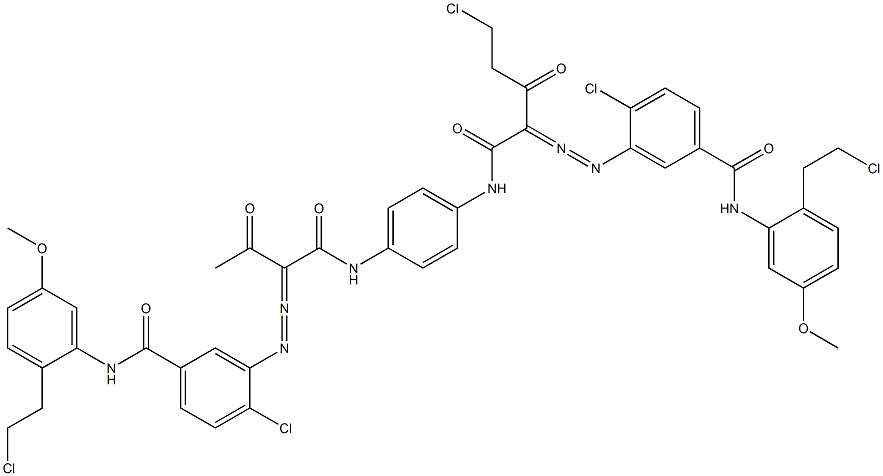 3,3'-[2-(Chloromethyl)-1,4-phenylenebis[iminocarbonyl(acetylmethylene)azo]]bis[N-[2-(2-chloroethyl)-5-methoxyphenyl]-4-chlorobenzamide] Struktur