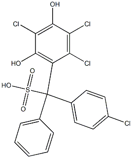 (4-Chlorophenyl)(2,3,5-trichloro-4,6-dihydroxyphenyl)phenylmethanesulfonic acid Struktur