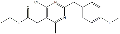 6-Chloro-2-(4-methoxybenzyl)-4-methyl-5-pyrimidineacetic acid ethyl ester Struktur