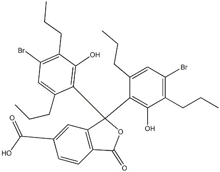 1,1-Bis(4-bromo-6-hydroxy-2,5-dipropylphenyl)-1,3-dihydro-3-oxoisobenzofuran-6-carboxylic acid Struktur