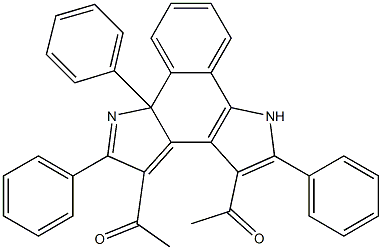 1,6a-Dihydro-2,5,6a-triphenyl-3,4-diacetylbenzo[g]pyrrolo[3,2-e]indole Struktur