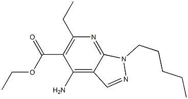 1-Pentyl-4-amino-6-ethyl-1H-pyrazolo[3,4-b]pyridine-5-carboxylic acid ethyl ester Struktur