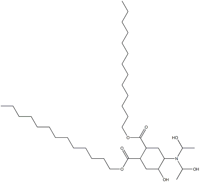 5-Hydroxy-4-[bis(1-hydroxyethyl)amino]-1,2-cyclohexanedicarboxylic acid ditridecyl ester Struktur