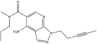 1-(3-Pentynyl)-4-amino-N-methyl-N-propyl-1H-pyrazolo[3,4-b]pyridine-5-carboxamide Struktur