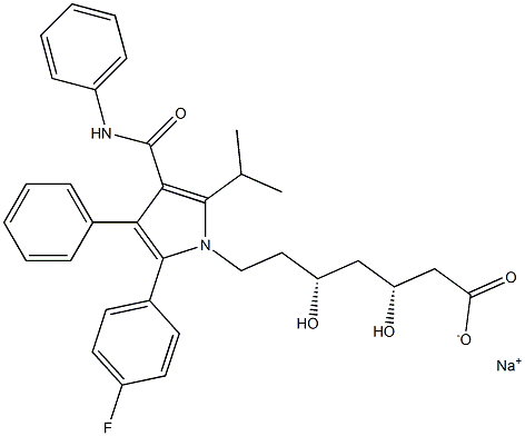 (3R,5R)-3,5-Dihydroxy-7-[3-phenyl-4-phenylcarbamoyl-2-(4-fluorophenyl)-5-isopropyl-1H-pyrrol-1-yl]heptanoic acid sodium salt Struktur