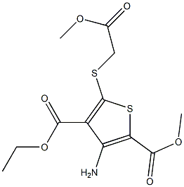 3-Amino-5-[(2-methoxy-2-oxoethyl)thio]thiophene-2,4-dicarboxylic acid 4-ethyl 2-methyl ester Struktur