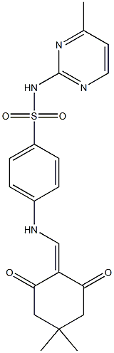 5,5-Dimethyl-2-(((4-(((4-methylpyrimidin-2-yl)amino)sulfonyl)phenyl)amino)methylene)cyclohexane-1,3-dione Struktur