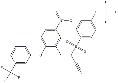 3-(5-Nitro-2-(3-(trifluoromethyl)phenoxy)phenyl)-2-((4-(trifluoromethoxy)phenyl)sulfonyl)prop-2-enenitrile Struktur