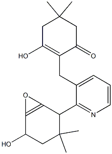 3-Hydroxy-2-((6-hydroxy-4,4-dimethyl-2-oxocyclohex-1-enyl)-3-pyridylmethyl)-5,5-dimethylcyclohex-2-en-1-one Struktur