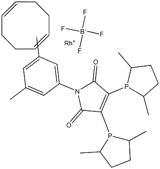 (-)-2,3-Bis[(2R,5R)-2,5-dimethylphospholanyl]-N-[3,5-dimethylphenyl]maleic imide(1,5-cyclooctadiene)rhodium(I) tetrafluoroborate Struktur