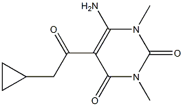 6-Amino-1,3-dimethyl-5-(2-cyclopropylacetyl)-2,4(1H,3H)-pyrimidinedione Struktur