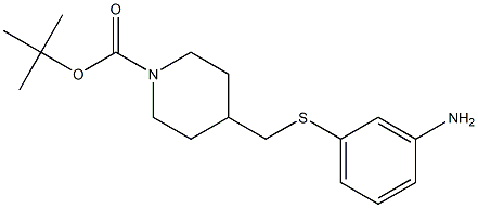 4-(3-Amino-phenylsulfanylmethyl)-piperidine-1-carboxylic acid tert-butyl ester Struktur