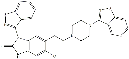 3-(Benzo[d]isothiazol-3-yl)-5-(2-(4-(benzo[d]isothiazol-3-yl)piperazin-1-yl)ethyl)-6-chloroindolin-2-one Struktur