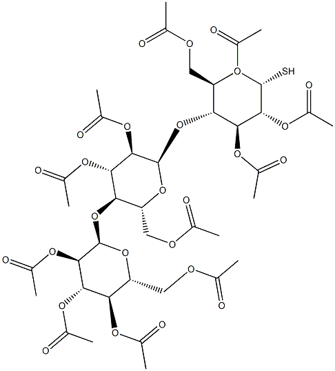 1,2,3,6-Tetra-O-acetyl-4-O-(2,3,6-tri-O-acetyl-4-O-(2,3,4,6-tetra-O-acetyl-a-D-glucopyranosyl)-a-D-glucopyranosyl)-a-D-thioglucopyranose Struktur