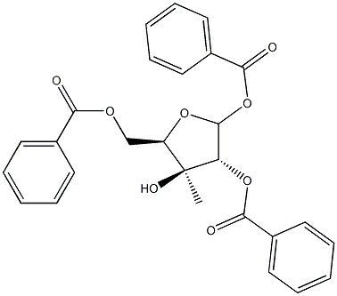 1,2,5-Tri-O-benzoyl-3-methyl-D-xylofuranose Struktur