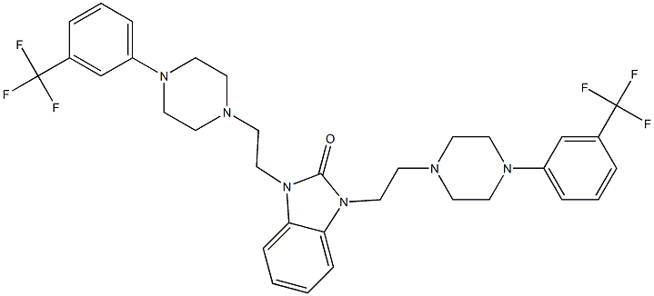 1,3-Bis(2-(4-(3-(trifluoromethyl)phenyl)piperazin-1-yl)ethyl)-1H-benzo[d]imidazol-2(3H)-one Struktur