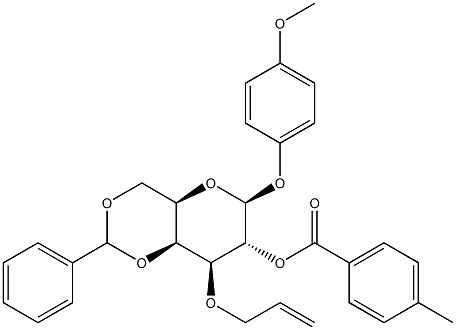 4-Methoxyphenyl 3-O-Allyl-4,6-O-benzylidene-2-O-(4-methylbenzoyl)-b-D-galactopyranoside Struktur