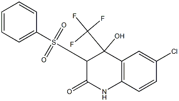 6-Chloro-3,4-dihydro-4-hydroxy-3-(phenylsulfonyl)-4-(trifluoromethyl)-2(1H)-quinolinone Struktur