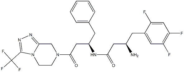 (R)-3-Amino-N-((R)-4-oxo-1-phenyl-4-(3-(trifluoromethyl)-5,6-dihydro-[1,2,4]triazolo[4,3-a]pyrazin-7(8H)-yl)butan-2-yl)-4-(2,4,5-trifluorophenyl)butanamide Struktur