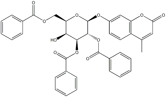 4-Methylumbelliferyl 2,3,6-Tri-O-benzoyl-b-D-galactopyranoside Struktur