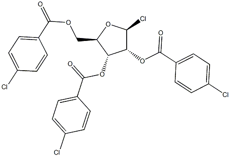 2,3,5-Tri-O-p-chlorobenzoyl-b-D-ribofuranosylchloride Struktur