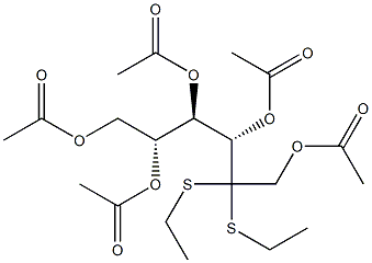 Penta-O-acetyl-D-fructosediethyldithioacetal Struktur